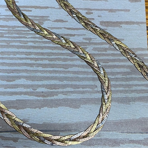 Vintage Jewelry Vintage Sterling Tricolor Herringbone Necklace